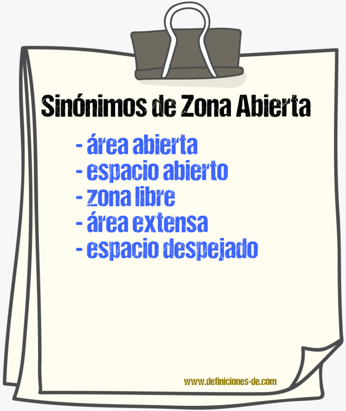 Sinónimos de zona abierta