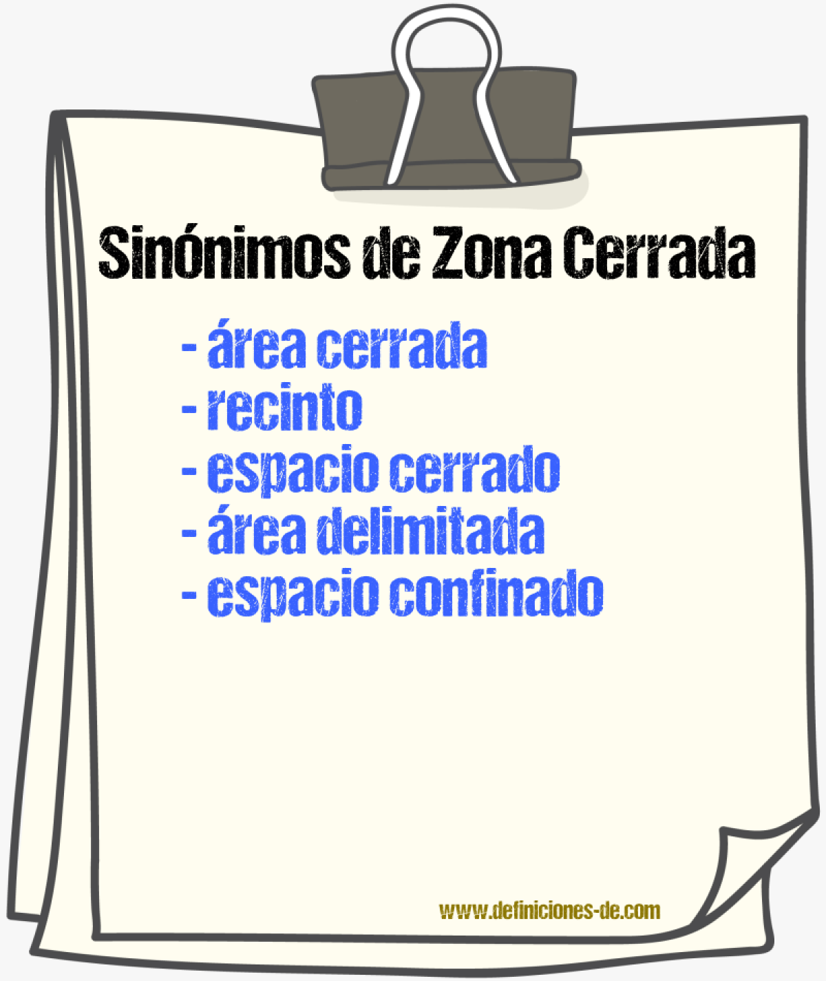 Sinónimos de zona cerrada