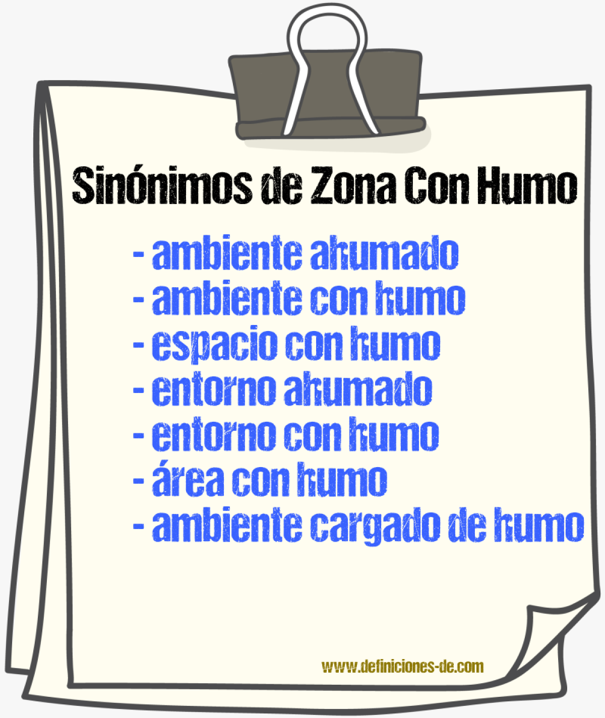 Sinónimos de zona con humo