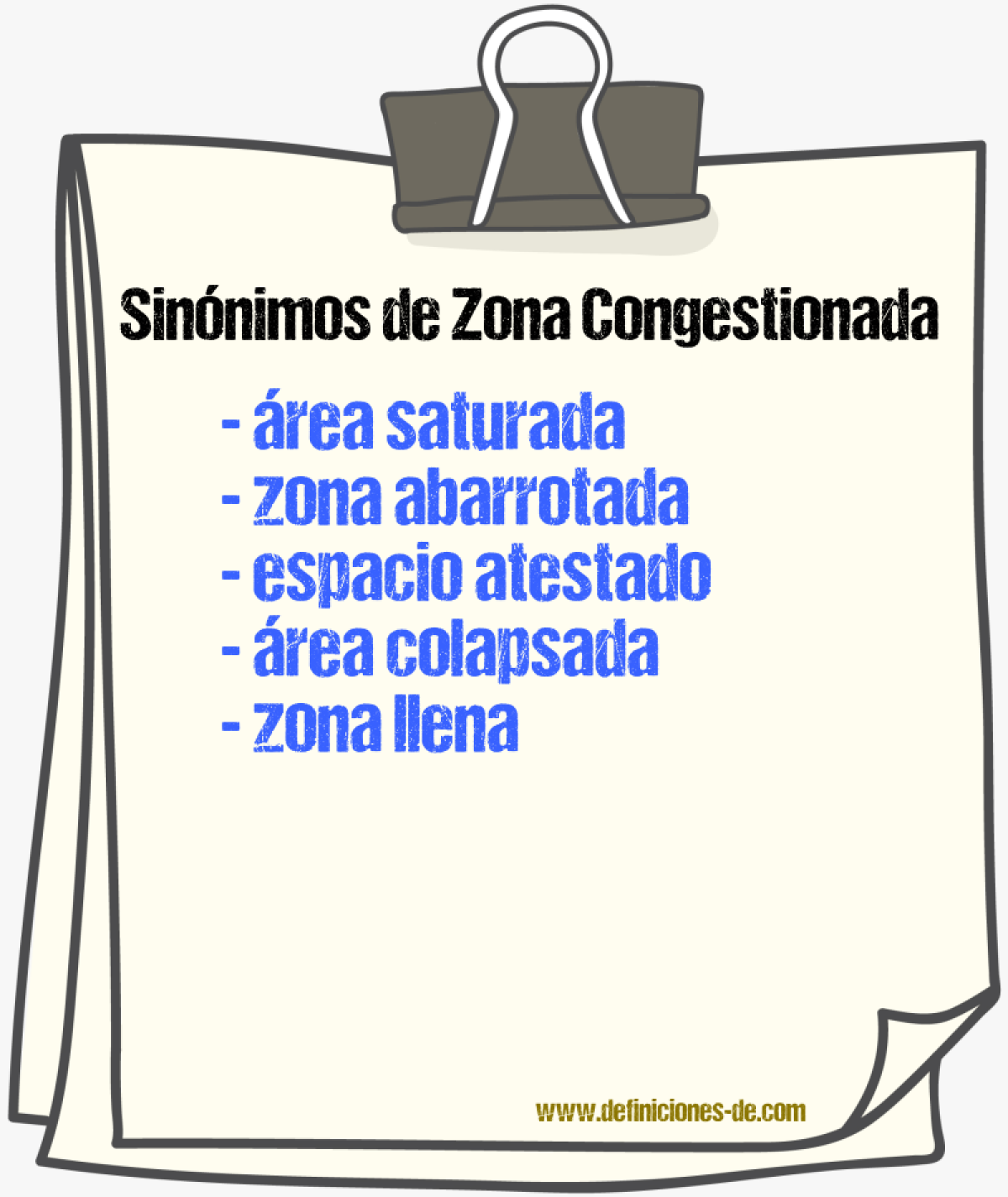 Sinónimos de zona congestionada