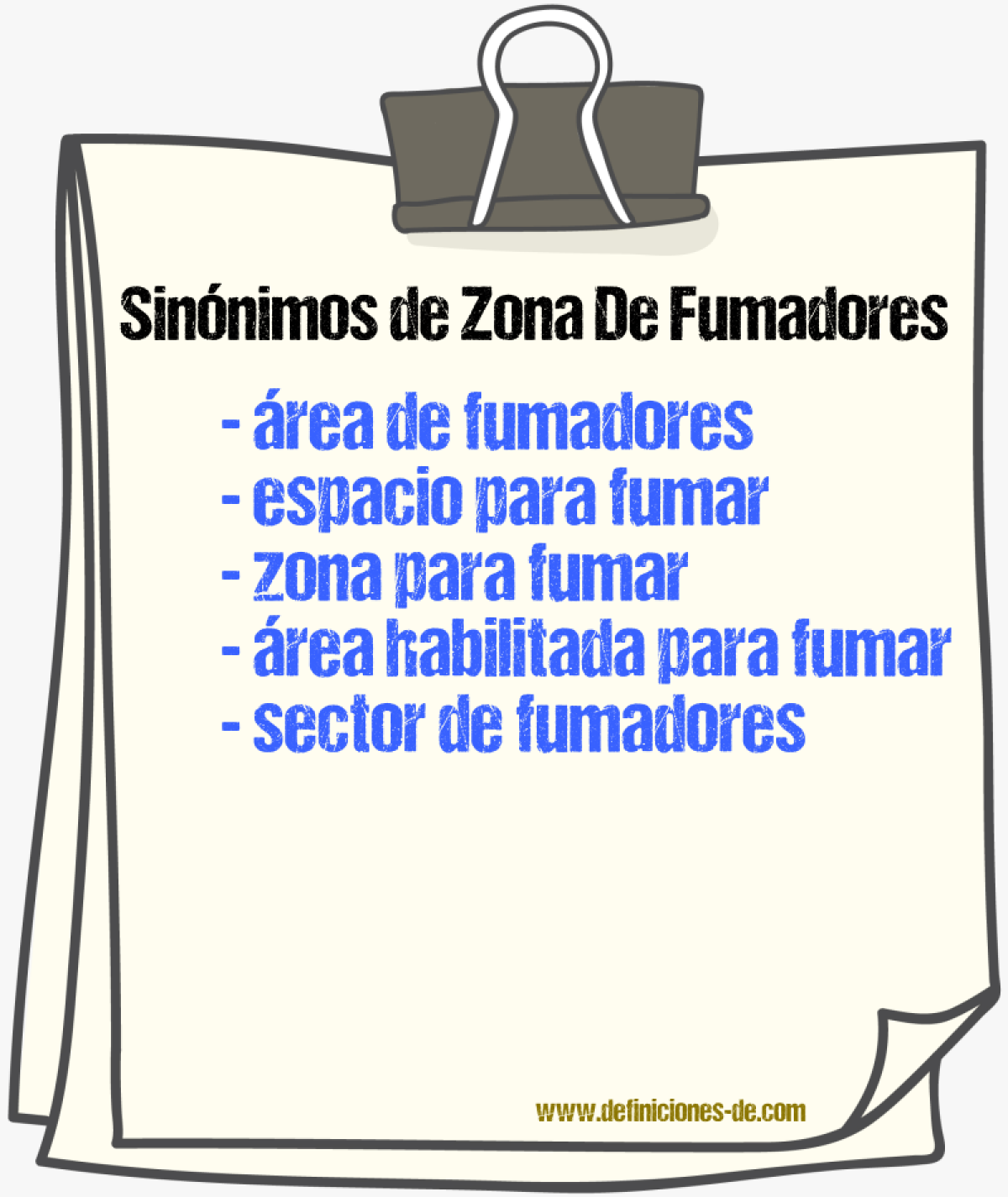 Sinónimos de zona de fumadores