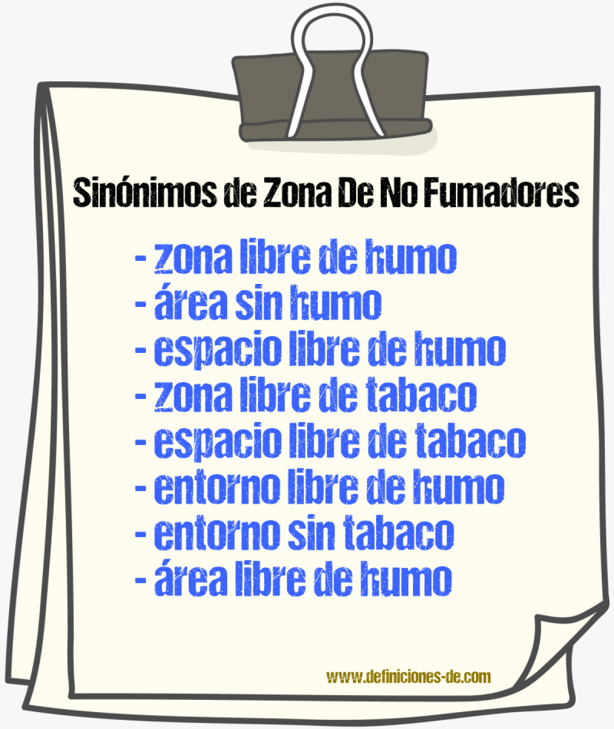 Sinónimos de zona de no fumadores