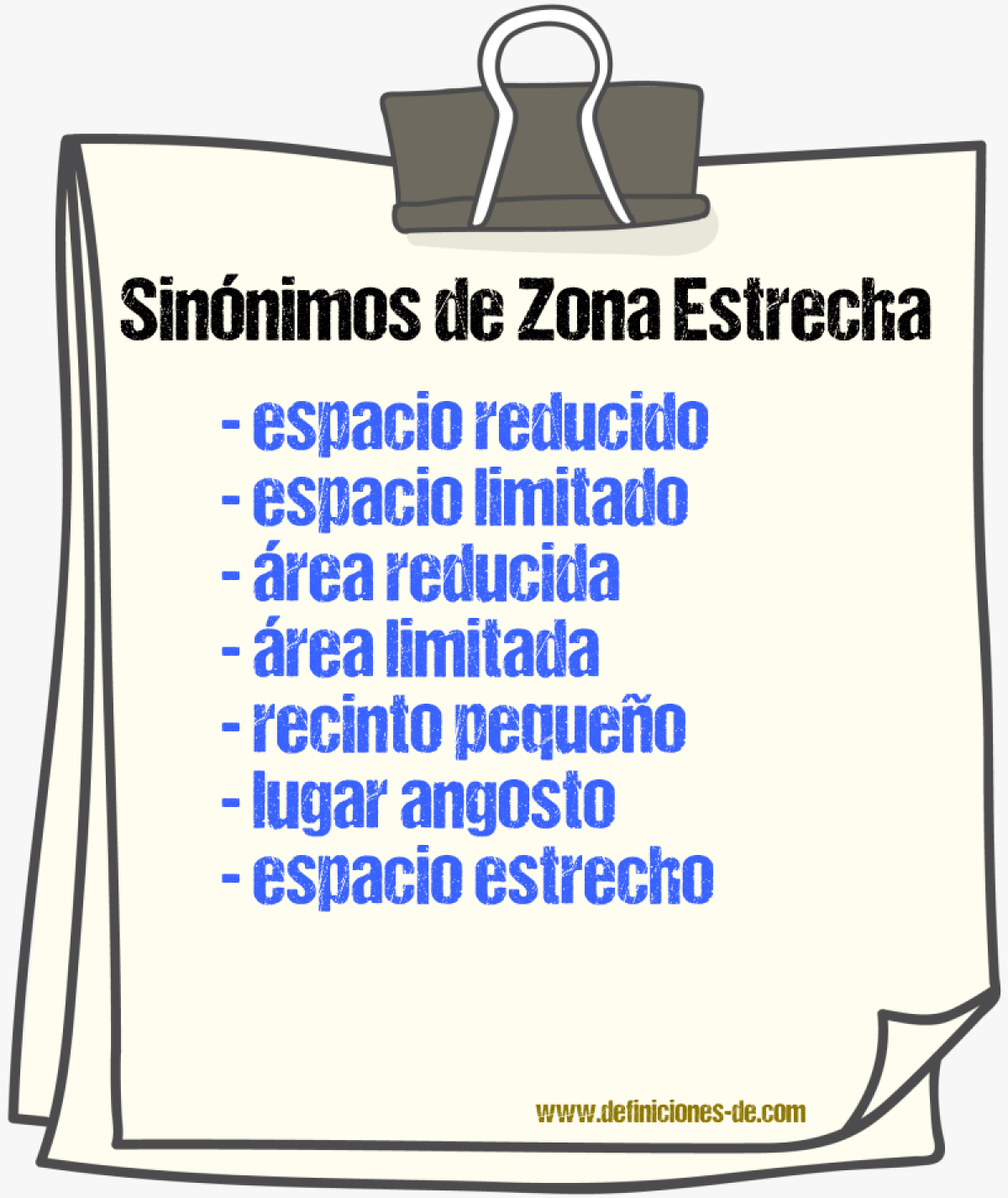 Sinónimos de zona estrecha