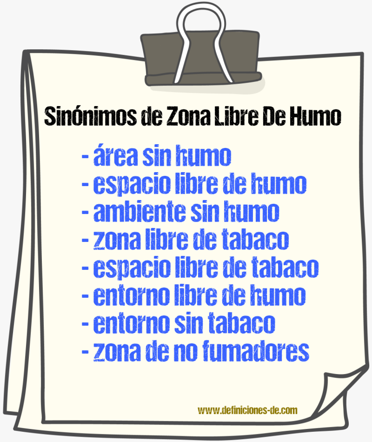 Sinónimos de zona libre de humo