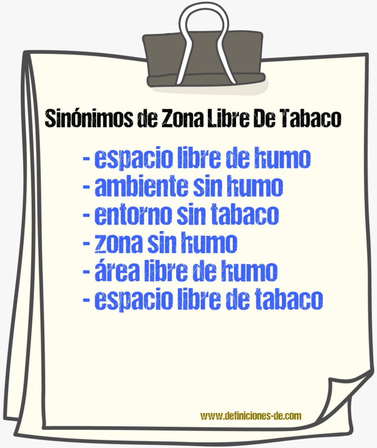 Sinónimos de zona libre de tabaco