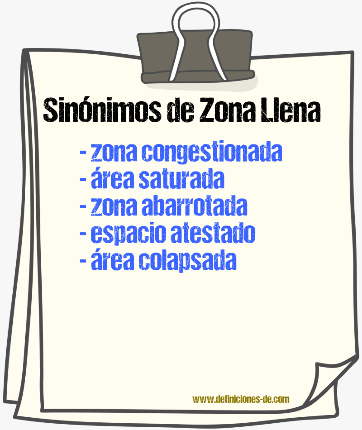 Sinónimos de zona llena