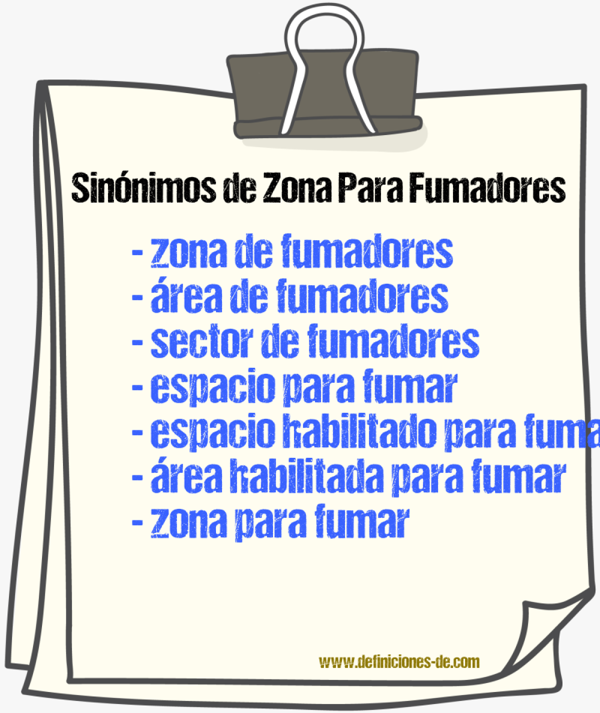 Sinónimos de zona para fumadores