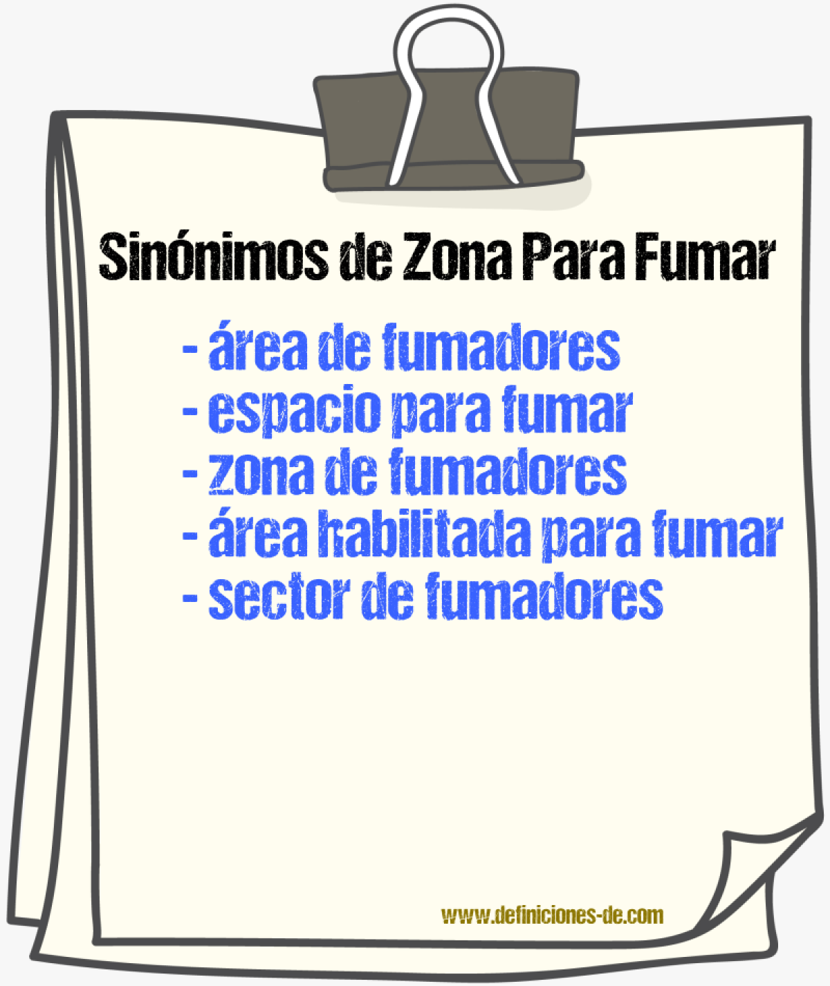 Sinónimos de zona para fumar