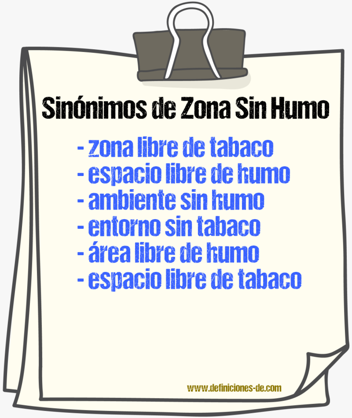 Sinónimos de zona sin humo