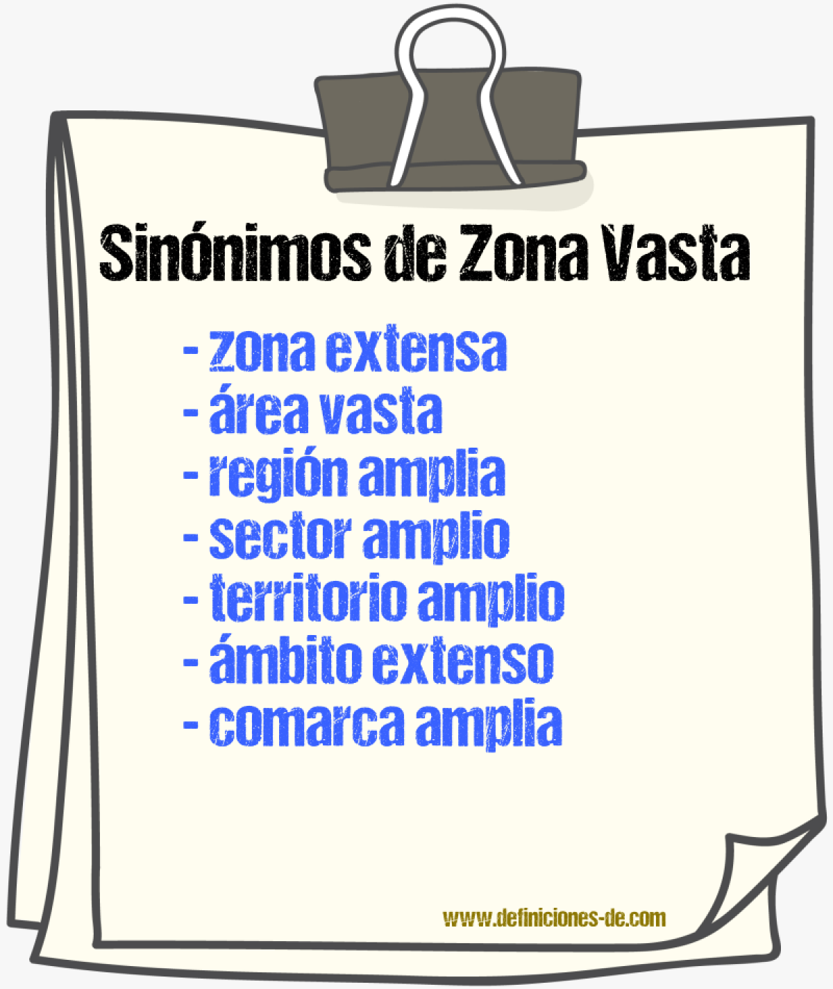 Sinónimos de zona vasta