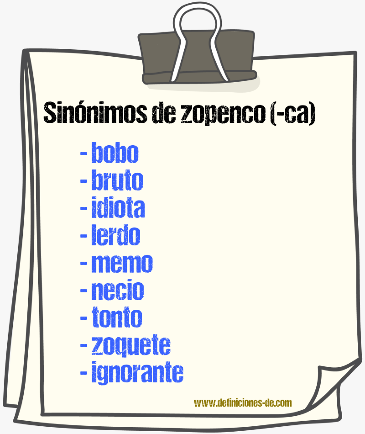 Sinnimos de zopenco