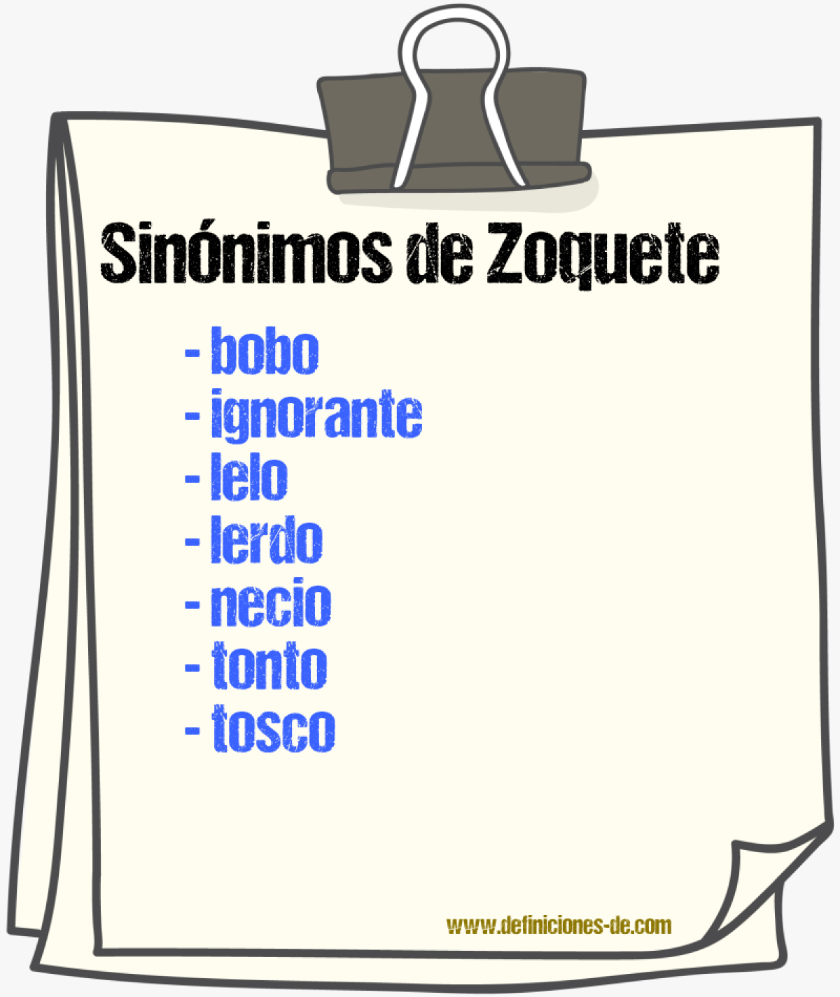 Sinnimos de zoquete