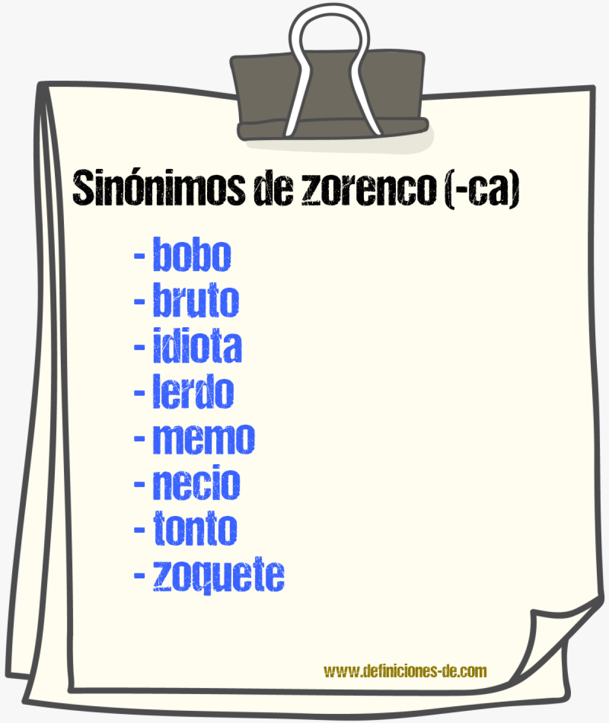 Sinnimos de zorenco