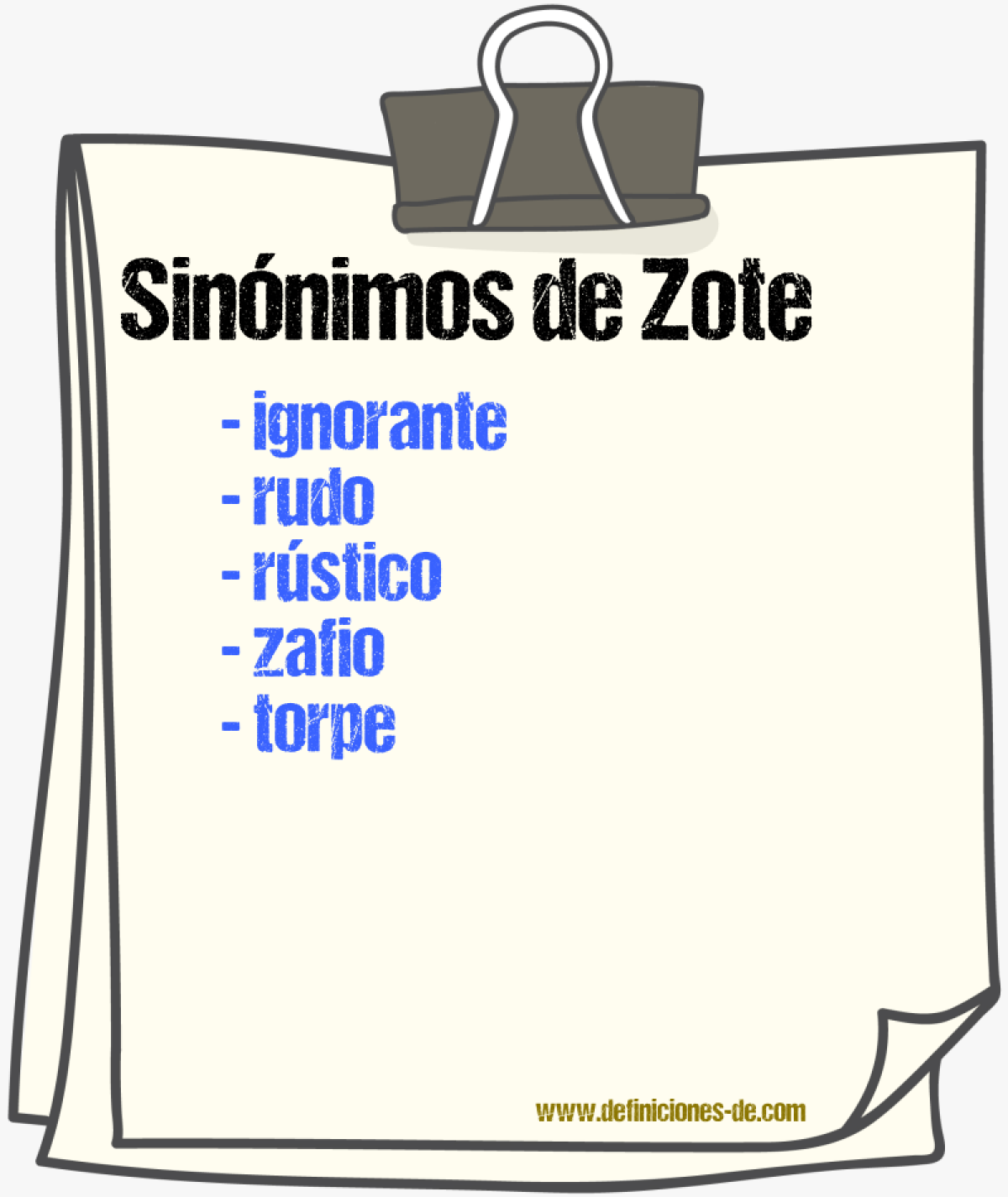 Sinnimos de zote